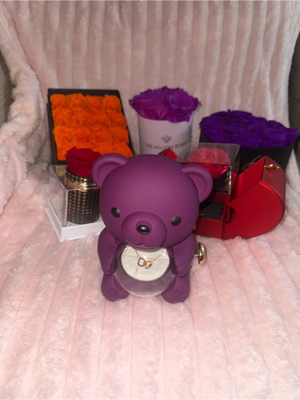Purple Bear Jewelry Holder Decorative Accent